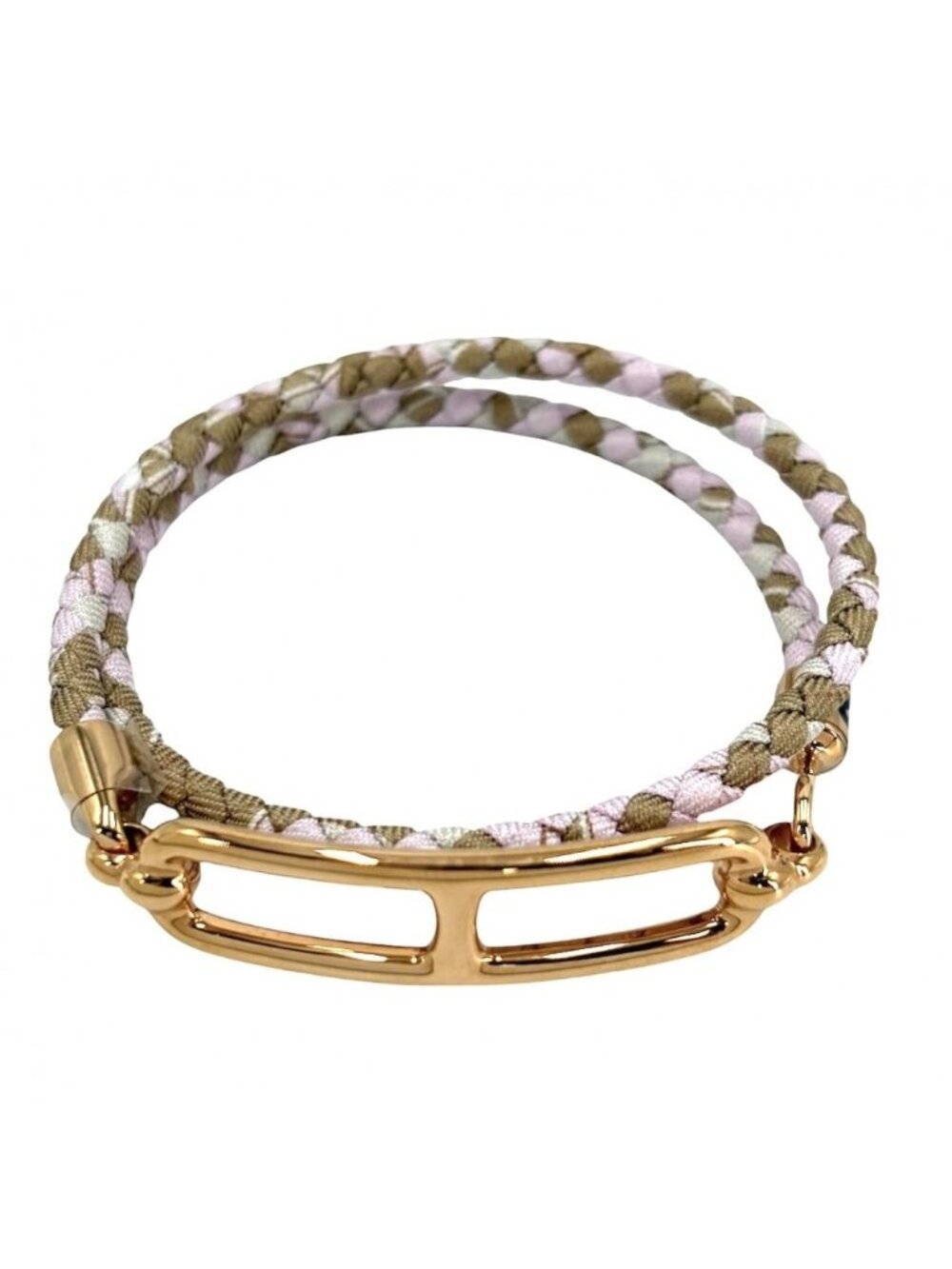Hermes Bracelet Roulis Double Tour Pink Brown Gold